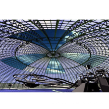 Marco de espacio prefabricado estructura de acero de acero techo de vidrio de copa de vidrio